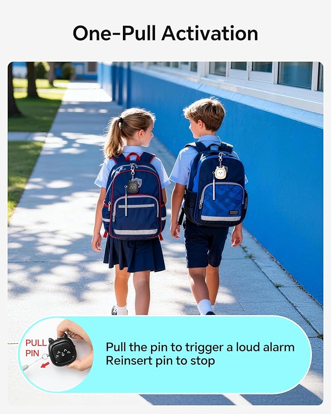 Personal Safety Alarm, VIGOROAD 2 Pack Loud 130dB Siren Emergency Panic Alarm with LED Light, Easy Pull Pin Keychain Self-Defense Security Alarm for Women, Seniors, Kids