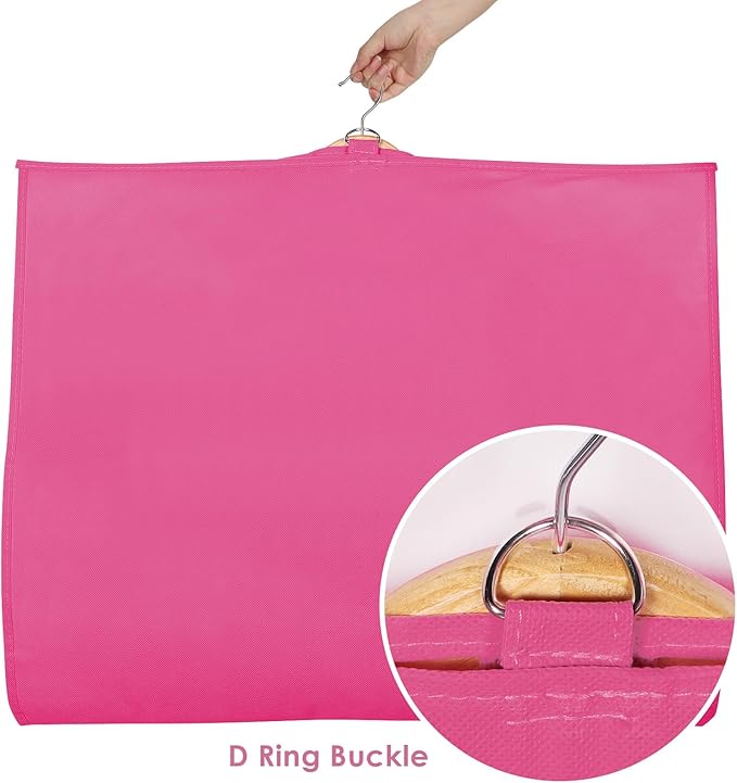 Univivi Dance Costume Bags Garment Bag 40 Inch Hanging Clothes for Dance Competitions, with 3 Medium Clear Zipper Pockets for Dance Costumes, Closet Storage (Rose Red) - 8 Pack