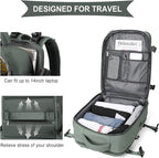 WONHOX Large Travel Backpack Women, Carry On Backpack,Hiking Backpack Waterproof Outdoor Sports Rucksack Casual Daypack with USB Charging Port Shoes Compartment, Dark Green