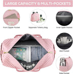 Letter Weekender Bags for Womens - Duffle Bag with Shoe Compartment Personalized Overnight Bag with Toiletry Bag Duffel Bags for Gym Hospital Bags Gift for Women Pink (Letter E)