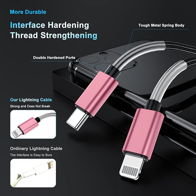 2Pack 10ft iPhone Fast Charger Cable, [Apple MFi Certified] Long USB C to Lightning Cable 10 Foot, High Fast 10 Feet Apple Charging Cord for Apple iPhone 14/14 Pro Max/13 Mini/12/11/XS/XR/8/7Plus,iPad