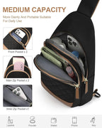 Capolo Sling Bag for Women Men Waterproof Crossbody Bags for Women Trendy Casual Fanny Pack with Convertible Shoulder Strap Chest Bag for Travel Hiking(Black, Medium)