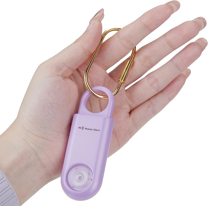 130dB Personal Safety Alarm Ultra Bright Strobe Light Loud Sound Keychain Siren with Carabiner for Women, School Children, Night Runners. Hiking Alarm Bear Deterrent. SOS Emergency Alerts. Purple