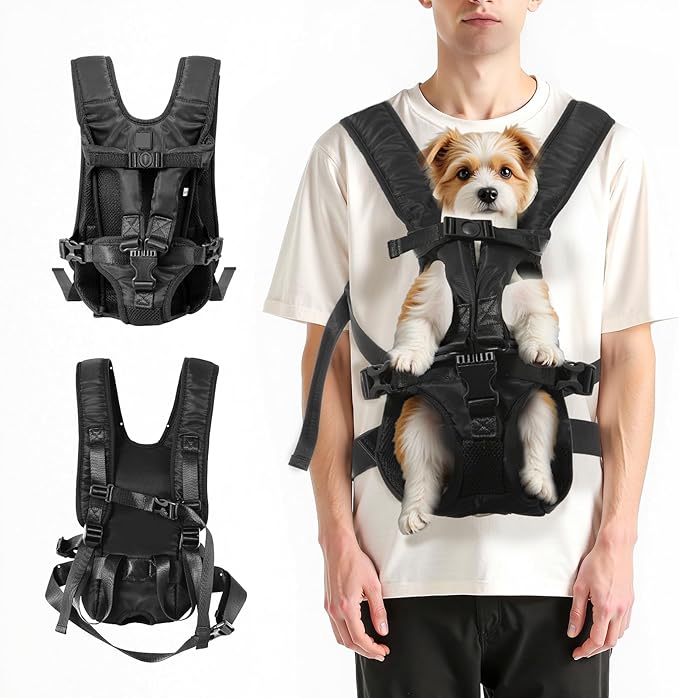 Dog Backpack Carrier, Legs Out Front Pet Carrier for Small Medium Dogs Cats up to 25lbs, Adjustable Breathable Hands-Free Puppy Carrier Backpack for Hiking, Cycling, Camping & Travel — S/M/L