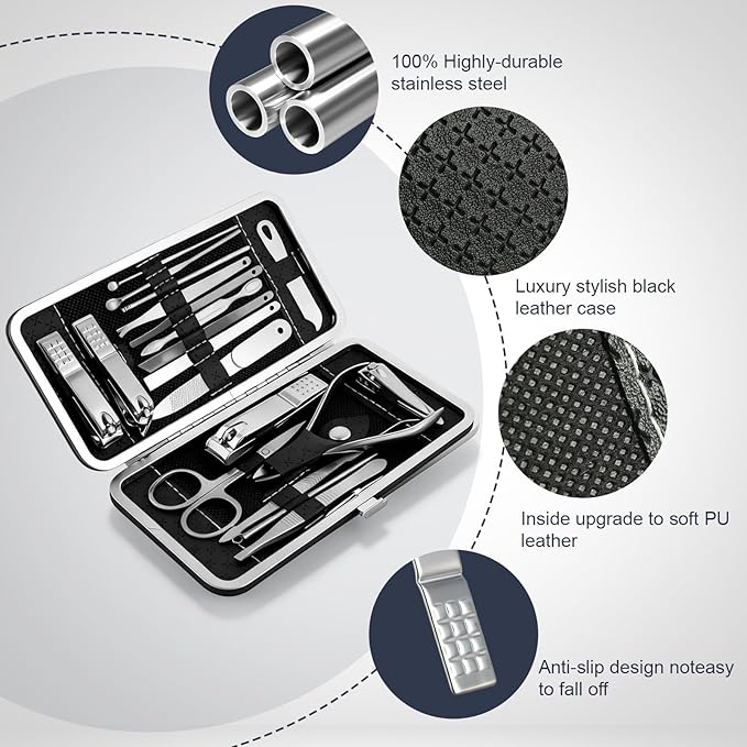 Professional Nail Clippers for Women，Travel Manicure Kit for Men，Nail Clipper Set Care Kit for Beginners with Everything