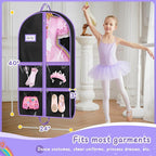 MISSLO Dance Garment Bags for Dancers with 4 Pockets Garment Bags for Dance Costumes 40" Cheer Uniform Garment Bag Hanging Kids Garment Bag for Recital, Competition, Travel, Storage, 3 Packs