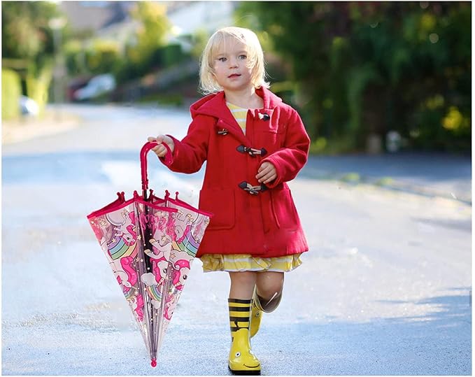 MRTLLOA Kids Clear Bubble Umbrella with an Easy Grip Curved Handle, Safety Transparent Dome Bubble Umbrella for Toddler Boys Girls