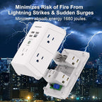 USB Wall Charger, POWERIVER Multi Outlet Extender Surge Protector with 4 USB Ports, 1680J Wall Outlet Adapter Spaced for Home School Office, ETL Listed, White