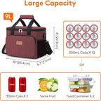 Lifewit Medium Lunch Bag, Insulated Lunch Box, Soft Cooler Cooling Tote for Adult Men Women, Burgundy 12-Can (9L)