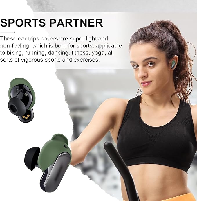 [3 Pairs] Ear Tips Cover for Bose QuietComfort Earbuds II (2022) &Bose QuietComfort Ultra Earbuds (2023), Silicone Sport Ear Hook Cover, Anti-Slip Replacement Eartip Accessories (S,M,L) (Green)