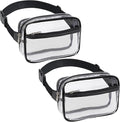 Veckle Clear Fanny Pack Stadium Approved - Plus Size 35-51 Inch Adjustable Strap Transparent Belt Bag for Women Men Fits 7.5" Smartphone, Clear Bag for Stadium Events Sports Concerts, 2-Pack Black