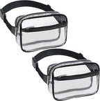 Veckle Clear Fanny Pack Stadium Approved - Plus Size 35-51 Inch Adjustable Strap Transparent Belt Bag for Women Men Fits 7.5" Smartphone, Clear Bag for Stadium Events Sports Concerts, 2-Pack Black