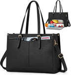 Laptop Bag for Women with Insulated Lunch Compartment 15.6 Inch Pu Leather Work Tote Computer Briefcase Bag for Office