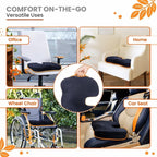 Premium Memory Foam Seat Cushion with Carrying Bag & Cooling Gel for Office Chair, Wheelchair, Travel, Car Seat, Gaming Chair for Coccyx & Tailbone Pain, Back Pain Relief, Sciatica Support