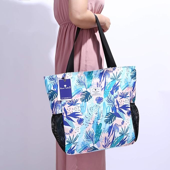 Original Floral Water Resistant Large Tote Bag Shoulder Bag for Gym Beach Travel Daily Bags Upgraded