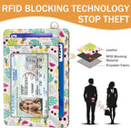 Yonlevres Flamingo Credit Card Holder Slim Wallet Women, Tropical Leaf RFID Blocking Small Wallet Woman, Front Pocket Travel Cute Thin ID Window PU Leather Mini Organizer Case Purse Gift Girls Ladies