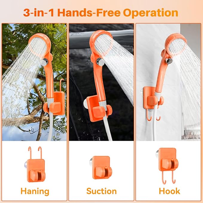 Portable Camping Shower with Heater, 6000mAh Rechargeable Portable Shower with 2000W Immersion Heater, LED Display, Heated Camping Shower for Travel, Hiking, Car, Pet