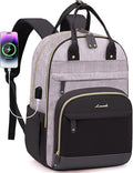LOVEVOOK Backpack for Women,Laptop Backpack Women,Fits 17 Inch Laptop Bag,School Backpacks,Fashion Travel Work Anti-theft Bag,Waterproof Business Computer College Backpack Purse,Grey-Black-Balck