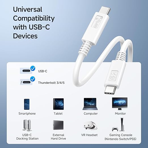 Cable Matters [USB-IF Certified] 10 Gbps Gen 2 USB C Cable - 3.3ft / 1m, Supports Up to [4K@60Hz Video, 100W Charging, 10Gbps Data Transfer], White