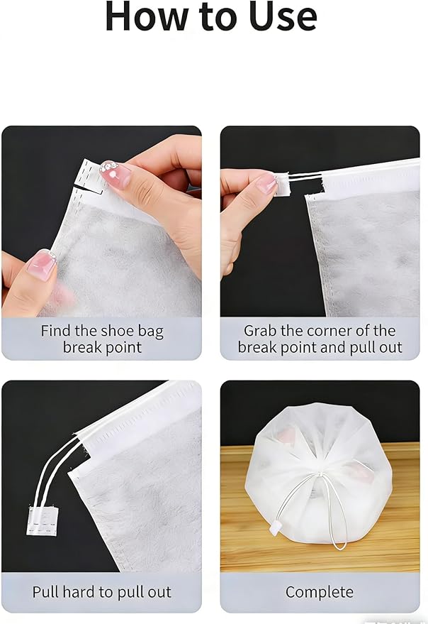 200 Pack Shoe Storage Bags, Large Drawstring Dust Bags for Travel, Non-Woven Breathable Shoe Covers for Boots, Purses, Heels – Portable Organizer Pouches, 18.9 x 12.6 Inch (White)