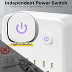 Electrical Outlet Extender, 360° Rotating Wall Outlet with Power Switch, 3 AC Outlets, 3 USB-A & 1 USB-C, Extends 17"-26", Use for Hard-to-Reach Outlets Behind Couches, Nightstands, Desks, Beds