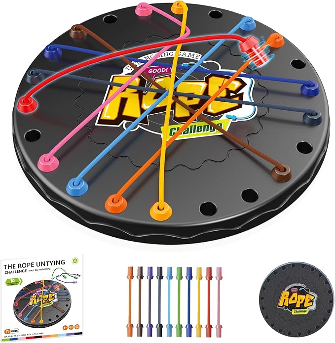 lartoys Rope Untangling Puzzle Game, Mini Travel Size Educational Strategy Board Game for Kids & Adults, Family Travel Party Games with Multi-Level Challenges, Gifts for All Ages