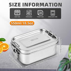 4 PCS Stainless Steel Bento Box 550ml, Metal Lunch Box Food Containers, Steel Lunch Container for Home, Work, Camping