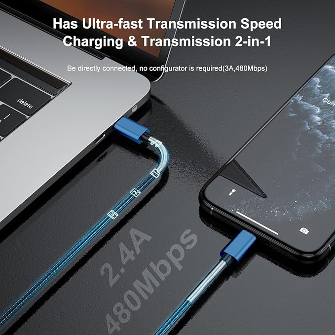 2Pack 10ft iPhone Fast Charger Cable, [Apple MFi Certified] Long USB C to Lightning Cable 10 Foot, High Fast 10 Feet Apple Charging Cord for Apple iPhone 14/14 Pro Max/13 Mini/12/11/XS/XR/8/7Plus,iPad