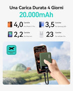 INIU Smallest 20000mAh Power Bank, 22.5W PD Fast Charging Portable Charger with Detachable Cable, Flight-Safe Battery Pack with LED Display for iPhone 17 16, Google, Travel, Hiking, Camping, Green
