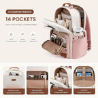 LOVEVOOK Laptop Backpack for Women with Pouch Pocket for Large Capacity Cup,18 Inch Teacher Nurse College Work Backpack Purse,Waterproof Laptop Bag Computer Carry on Back Pack for Travel, Light Pink
