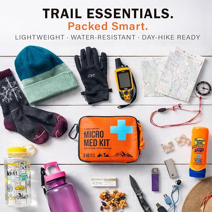 EVERLIT Mini First Aid Kit [3-Pack], Ultralight Compact Water-Resistant Hiker Medical Kit, Bulk First Aid Kit, Pack-Efficient for Camping, Hiking, Ourdoor Adventure, Travel, Pack of 3