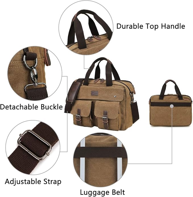 RAVUO Messenger Bag for Men, Water Resistant 15.6 17.3 Inch Laptop Briefcase Bag Casual Mens Satchel for Business