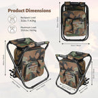 Folding Camping Chair Stool Backpack with Cooler Insulated Picnic Bag, Portable Hunting Fishing Multifunction Chair for Outdoors Hiking Hunting Travel (Camouflage)