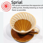 Handmade Ceramic Pour Over Coffee Dripper with 50 Pcs Coffee Filters - Portable Drip Coffee Brewer for Travel, Camping, Office or Home - Artisanal Pottery Gift for Enthusiasts