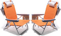 SUNNYFEEL Low Beach Chair 2 Pack, 5-Position Lay Flat Reclining, Backpack Portable Folding Chairs with Cooler Bag & Cup Holder, Heavy Duty 350 LBS, Compact for Beach, Camping, Travel
