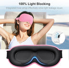 Gritin 100% Blackout Sleep Eye Mask for Women Men,Zero Eye Pressure Sleeping Mask-Ergonomic Design 3D Cutout Eye Movement and Eyelash Friendly Night Blindfold,Ultra Soft&Comfortable for Sleeping-Pink