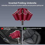 4-in-1 Inverted Travel Umbrella Compact, Automatic Large Umbrellas for Rain & Sun, Portable Windproof Umbrella for Backpack, Reverse Folding Umbrella for UV with Reflective Strips,Lightweight