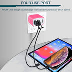 Wall Charger, USB Charger Adapter, AILKIN 4.8A 4Multi Port Fast Charging Station Power Base Block Plug Cube Brick for iPhone, iPad, Samsung Galaxy, Moto, Google Pixel, Kindle Fire Plug Cargador Carro