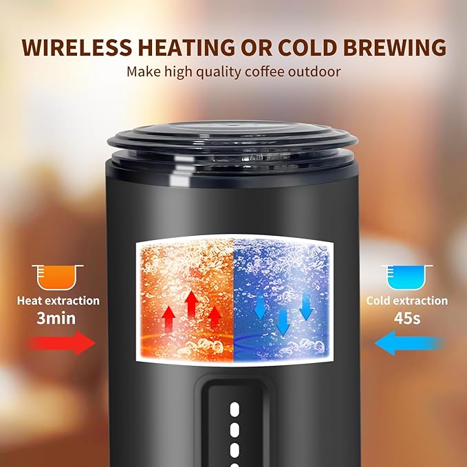 Portable Espresso Maker, 20Bar Rechargeable Wireless Stainless Steel, 3-in-1 for Nespresso & Ground Coffee, Self-Heating Travel Coffee Machine for Camping Office (Black)