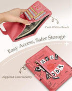 Slohif Passport Wallet Holder Cover for Travel - Women Men RFID Blocking Passport Book Case Protector, Pink Cute Lip Leather Personalized Organizer Slim Carrier Boarding Pass Cards Slots