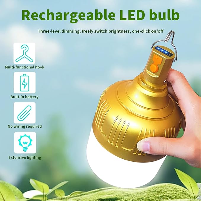 2 Pack Rechargeable LED Camping Lantern, 4000mAh IPX4 Waterproof Tent Light with Hook, USB Flashlight for Hiking, Travel, Hurricane Power Outage Emergency, Home Garage Repair, BBQ Lighting