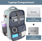 Taygeer Personal Item Backpack for Men Women, Travel Backpack Carry on Luggage Flight Approved with Water Bottle Pocket & Shoe Pouch, Large Weekender Work Bag for Hiking Gift, Gray Powder