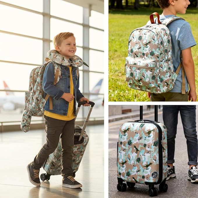Rosamo Kid’s Luggage Set 6 Piece Suitcase Set 16’’ Hardside Luggage with Spinner Wheels Girls Boys Carry on Luggage Travel Rolling Luggage Airline Approved