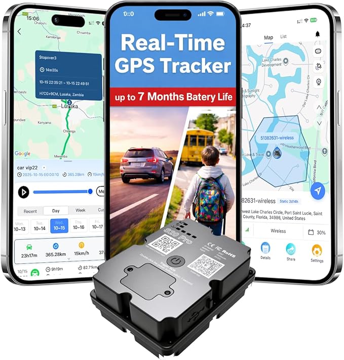 GPS Tracker for Vehichles, up to 7 Months Long Battery Life, Real Time Tracking, Unlimited Distance, Strong Magnetic,IP67 Waterproof 4G Tracker Device for Vehicles Cars Motorcycle, Subscription Needed