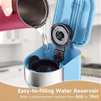 Single Serve Coffee Maker, 2 in 1 Brewer for K Pod & Ground Coffee, 90s Rapid Brew 6 to 14oz Capacities with Auto Shut Off, Small Compact Design for Home Office Travel Camping-Blue