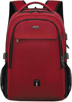DUSLANG 17 Inch Laptop Backpack for Travel Water Resistant College Backpack for Women Laptop Bag with USB Charging Port,Red A