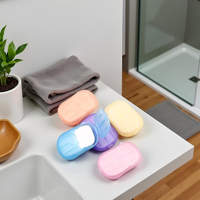 5 Boxes 500 Sheets Disposable Soap Paper Hand Cleaner Fragrance Mini Color Soap Paper for school Indoor, Outdoor, Travel, Camping Hiking Shampoo