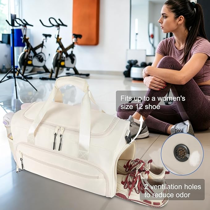 Gym Bag for Men Women, Sport Duffle Bag with Wet Pocket & Shoes Compartment, Water Resistant Overnight Weekender Bag Duffel Bag