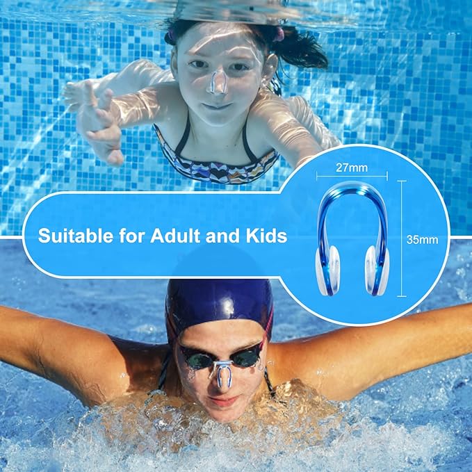 Swimming Nose Clip, 14 Packs Swim Nose Plugs with Waterproof Silica Gel for Kids (Age 7+) and Adults, Multi-Color