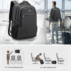 DUSLANG 17 Inch Laptop Backpack for Travel Water Resistant College Backpack for Men Women Laptop Bag with USB Charging Port with Black Lock,Black